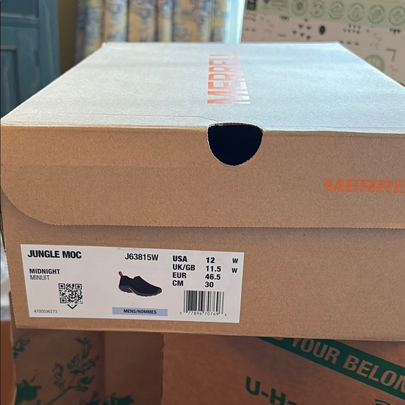 NIB Men’s Merrell Jungle Moc Midnight Black Slip-On Shoes 12W - Picture 3 of 6
